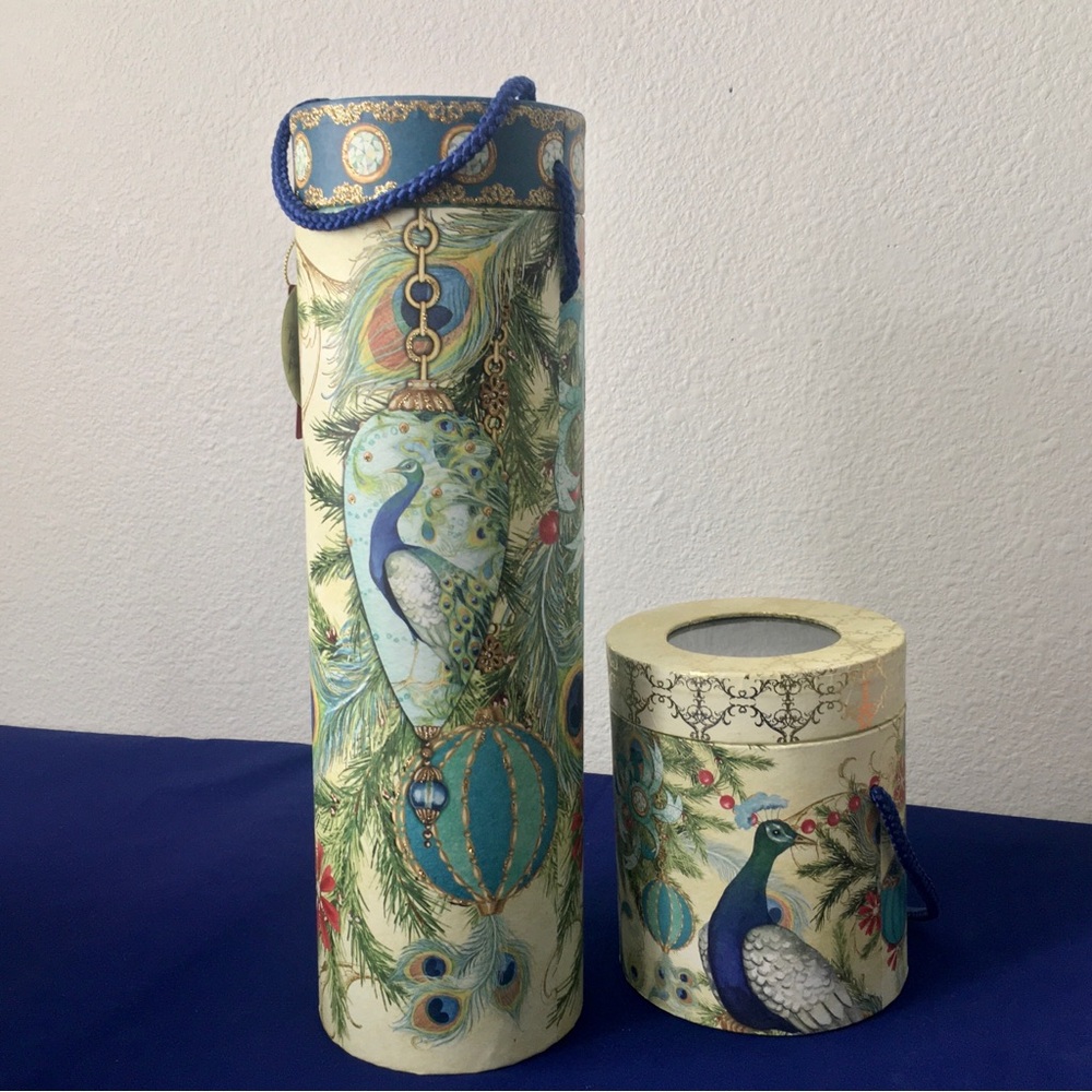 Decorative Peacock Storage Boxes 2pc. Set